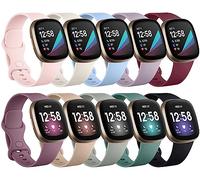 Charlam 10 Pezzi Cinturino compatibili con Fitbit Versa 4/ Versa 3 Cinturino/Fitbit Sense/Sense 2 Cinturini, Morbido Cinturino per Orologio Sportivo di Ricambio per Donne Uomini, Grande, Luce