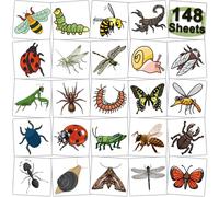 CHARLENT 148 Fogli Singoli di Tatuaggi Temporanei di Insetti per Bambini - Tatuaggi di Insetti per Bambini Forniture per Feste di Compleanno Riempitivi per Sacchetti Regalo