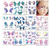 CHARLENT Tatuaggi a Farfalla Glitterati per Ragazze e Donne - 12 Fogli Tatuaggi Temporanei a Forma di Farfalla Glitterati per Ragazze Bomboniere per Feste Trucco per Festival