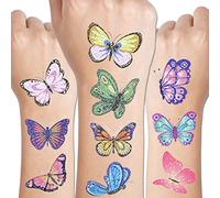 CHARLENT Tatuaggi Glitterati Farfalla per Ragazze - 110 Pezzi Temporanei per Bomboniere e Decorazioni di Feste di Compleanno a Tema