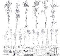 CHARLENT Tatuaggi Semipermanenti per Adulti - 2 Settimane di Durata, Piccoli Tatuaggi con Fiori e Parole per Donne, Uomini, Mani, Collo e Corpo/Svaniscono Naturalmente/Nessun Riflesso/Impermeabili