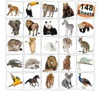 CHARLENT Tatuaggi Temporanei di Animali Della Giungla per Bambini, Articoli per Feste - 148 Fogli Singoli, Tatuaggi di Animali da Safari per Bambini e Bambine, Bomboniere per Feste di Compleanno