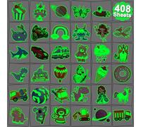 CHARLENT Tatuaggi Temporanei Luminosi Confezionati Singolarmente per Bambini - 408 Pcs Tatuaggi Misti Che si Illuminano al Buio per Bambini Bomboniere per Feste di Compleanno