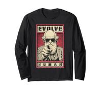 Charles Darwin Evolution Propaganda Evolve Scienza Umana Maglia a Manica