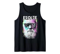 Charles Darwin Evolve Retro Vintage Pop Art Scienza Canotta