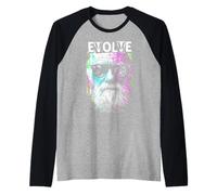 Charles Darwin Evolve Retro Vintage Pop Art Scienza Maglia con Maniche Raglan