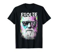 Charles Darwin Evolve Retro Vintage Pop Art Scienza Maglietta