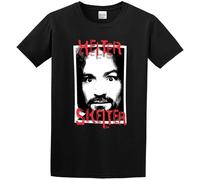 Charles Manson Helter Skelter Cotton Round Neck Tee Shirt for Men Black XL