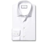 Charles Tyrwhitt Camicia Formale Classica in Twill di Cotone Non stirato con Colletto - Bianco Singolo Polsino Taglia 15.5/35