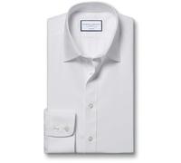 Charles Tyrwhitt Camicia Formale Classica in Twill di Cotone Non stirato con Colletto - Bianco Singolo Polsino Taglia 15.5/32