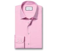 Charles Tyrwhitt Camicia Formale Classica in Twill di Cotone Non stirato con Colletto - Rosa Singolo Polsino Taglia 15.5/34