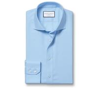 Charles Tyrwhitt Camicia Formale in Twill di Cotone Non stirato con Colletto a Spalla mancante - Polsino Singolo Cielo Taglia 15,5/33