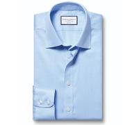 Charles Tyrwhitt Camicie a Quadri da Uomo, Non Si stirano, con 100% Twill di Cotone, Camicia Formale per Lavoro, Affari e Matrimoni, Cielo Blu Puppytooth, 16 Neck / 34 Sleeve