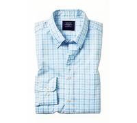 Charles Tyrwhitt Light Green And Blue Gingham Esf Soft Washed Stretch Poplin Taglia: XS | Camicie Business Outlet | Uomo | Verde