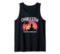 Charleston South Carolina Fontana Ananas Retro Tramonto Canotta
