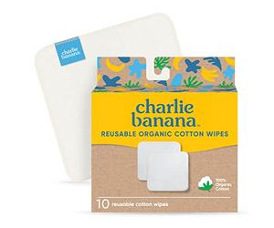 Charlie Banana Salviette riutilizzabili in 100% cotone, super morbide e lavabili, confezione da 10 salviette riutilizzabili