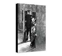 Charlie Chaplin Quadro Stampa su Tela con Telaio in Legno