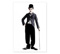 Charlie Chaplin with Bamboo Stick Poster 40 x 60 cm Nero e Bianco Quadri Decorazione per pareti