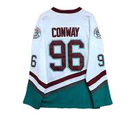 Charlie Conway # 96 Mighty Ducks Jersey di Hockey su Ghiaccio Movie Hockey Lettere Cucite Bianche Numeri S-XXXL,M