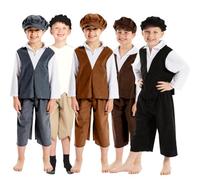 Charlie Crow Archie - Costume da ragazzo vittoriano per bambini 9-11 anni, colore: bianco e nero