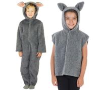 Charlie Crow Costume da lupo grigio pelliccia per bambini 3-5 anni