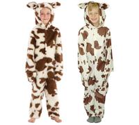 Charlie Crow Costume da mucca in camoscio bianco e marrone per bambini 5-7 anni