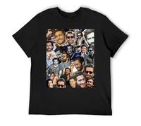 Charlie Hunnam Muscle Fit Athletic Tee Toned Physique Maglietta da allenamento in cotone a maniche corte, Nero , XL