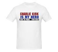 Charlie Kirk è Il Mio Eroe, Maglietta da Uomo, Maglietta alla Moda a Maniche Corte in Cotone, t-Shirt con Scollo Tondo, Felpe, t-Shirt estive