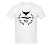 Charlie Kirk Forever in Our Hearts da Uomo, vestibilità Slim, Maniche Corte, in Cotone, con Scollo Tondo, Felpe, estive T-Shirt