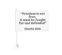 Charlie Kirk La libertà non è gratuita, bisogna lottare per essa e difenderla. Bandiera commemorativa da 18"x12" da giardino, striscione, cartello.