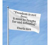 Charlie Kirk La libertà non è gratuita, bisogna lottare per ottenerla e difenderla. Bandiera per casa, giardino, striscioni per esterni, bandiera da cortile, 3x5 piedi.