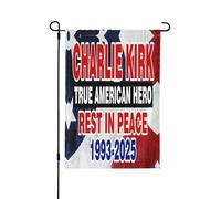Charlie Kirk, vero eroe americano, riposa in pace, bandiera USA, 12"x18", bandiere da giardino, striscione bifacciale, senza asta.