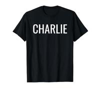 Charlie Maglietta con Stampa Grafica Economica, Uomo, Nero, XL