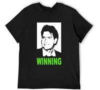 Charlie Sheen Winning Picture Image Mens Graphic T-Shirt Black S