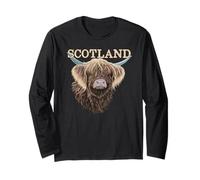Charlie The Highland Cow con Slogan Scozzese Maglia a Manica