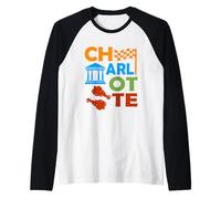 Charlotte North Carolina Souvenir Uomini Skyline Charlotte Maglia con Maniche Raglan