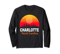 Charlotte North Carolina Vintage Retro City State USA Maglia a Manica