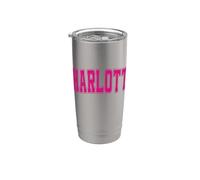 Charlotte Pink Vintage Style Retro Testo Bicchiere termico in acciaio inox doppia parete
