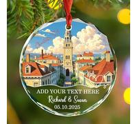 Charlotte Skyline Ornamento di Natale Personalizzati Nomi e Testo, Charlotte North Carolina Travel Glass Ornament Xmas 2025, Acquerello personalizzato Cityscape Ornamenti di Natale Regali per gli