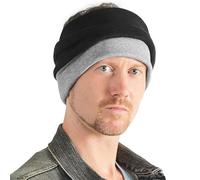 CHARM 2 in 1 Fascia Per Capelli Uomo Scaldacollo Estivo - Unisex Scalda Collo Foulard Headband 100% Cotone Biologico Nero & Grigio Chiaro