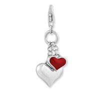 Charm A Cuore Doppio Smaltato In Argento Sterling .925 Click On Amore La Vita