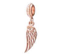 Charm a forma di angelo in argento Sterling 925 con ali a forma di piuma e cuore, per braccialetti Pandora (oro rosa palato)
