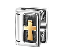 Charm a forma di bibbia con croce per braccialetto Pandora, in argento Sterling 925, ciondolo religioso, per Natale