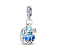 Charm a forma di bottiglia di inchiostro e penna d'oca in argento 925, compatibile con ciondoli Pandora, Trollbeads, Chamilia, Biagi e molti altri braccialetti con charm del Regno Unito.