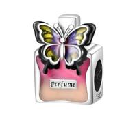 Charm a forma di bottiglia di profumo rosa, in argento 925, compatibile con braccialetti Pandora, Trollbeads, Chamilia, Biagi e molti altri braccialetti con charm del Regno Unito.