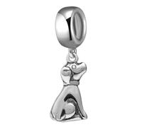 Charm a forma di cane in argento Sterling 925, perla animale, ciondolo per anniversario e compleanno, compatibile con bracciali Pandora