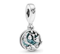 Charm a forma di cicogna e luna e stelle luccicanti, in argento 925, compatibile con braccialetti Pandora, Trollbeads, Chamilia, Biagi e molti altri braccialetti con charm del Regno Unito., Small,