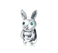Charm a forma di coniglio in argento Sterling 925, compatibile con braccialetti Pandora