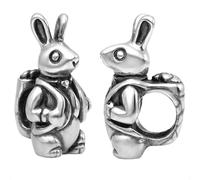 Charm a forma di coniglio Peter per braccialetti Pandora, in vero argento Sterling 925, con zaino, in confezione regalo, One Size, Metallo, Non pietra preziosa
