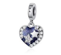 Charm a forma di cuore blu notte amore in argento 925 compatibile con ciondoli Pandora, Trollbeads, Chamilia, Biagi e molti altri braccialetti con charm del Regno Unito.